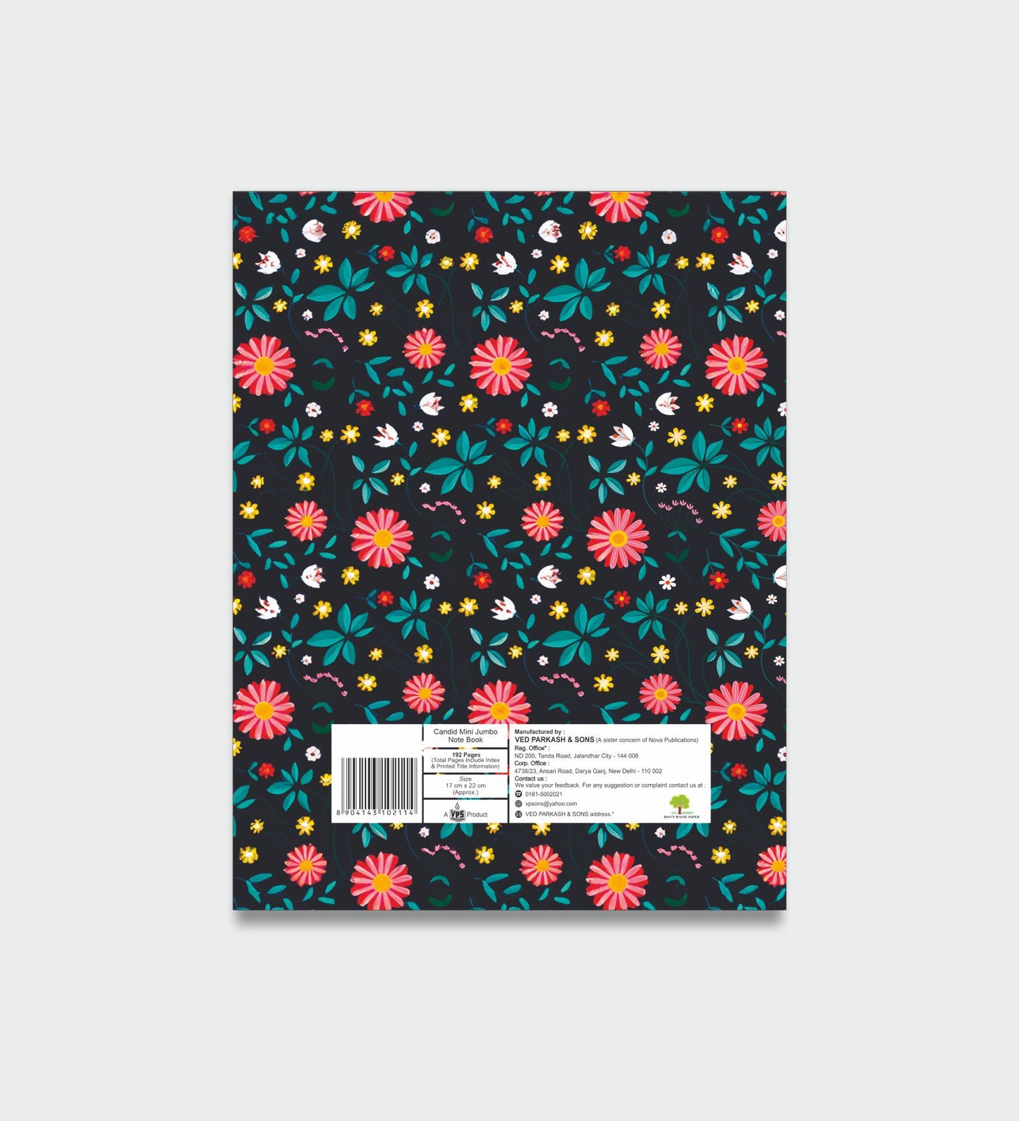 Candid Mini Jumbo Hard Cover Notebook -192 Pages